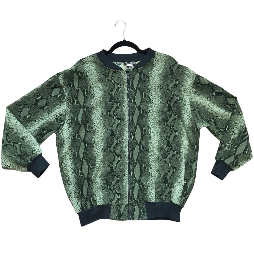 Vintage Caribou New York Snake Print 1X Bomber Jacket Lightweight Made In U.S.A